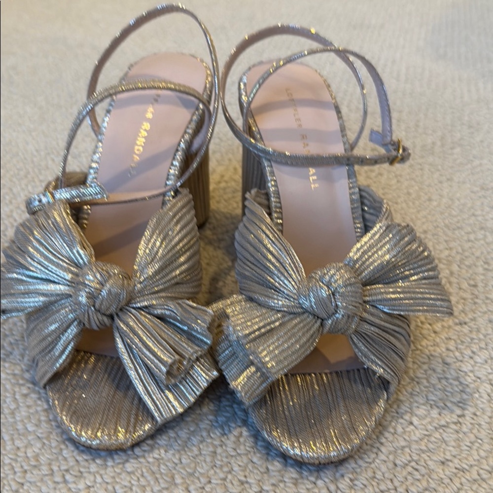 Loeffler Randall
Camellia Knot Mules with Ankle Strap platinum size 8